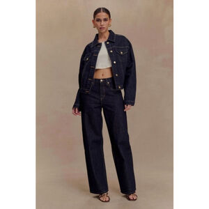 MESHKI Dark Blue Straight Leg Mannon Mid-rise Jeans Size 29